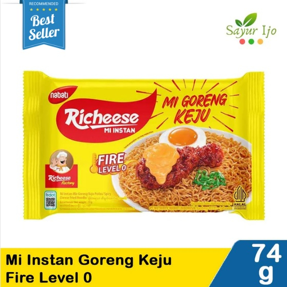 

RICHEESE Mi Goreng Keju Fire Level 0 74 Gram Fried Noodle Mie Instant