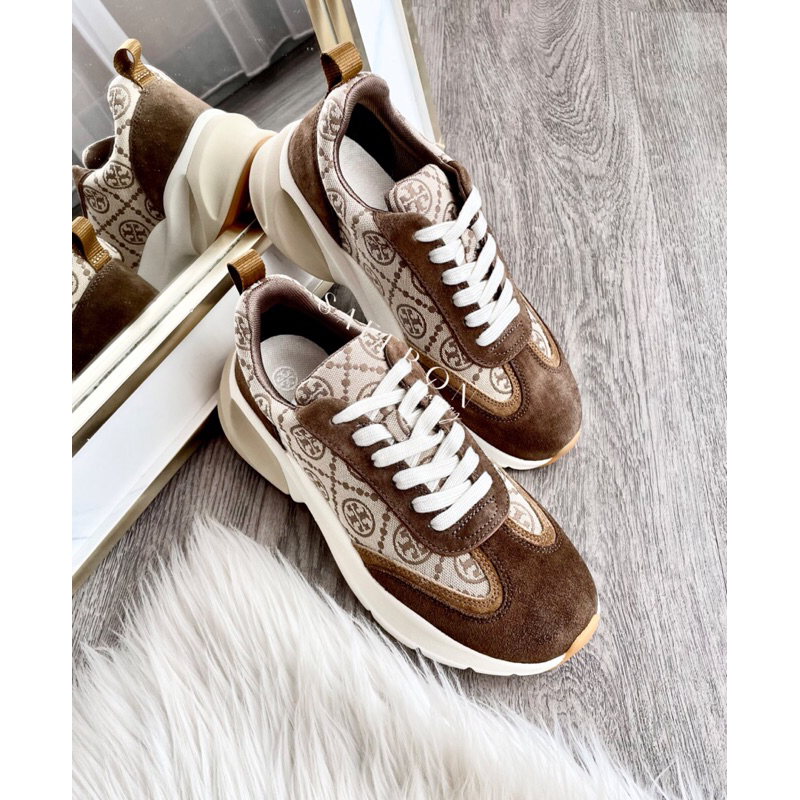 Tory Burch T Monogram Good Luck Trainer Jacquard Nat Suede / Hazel T Monogram Sneakers