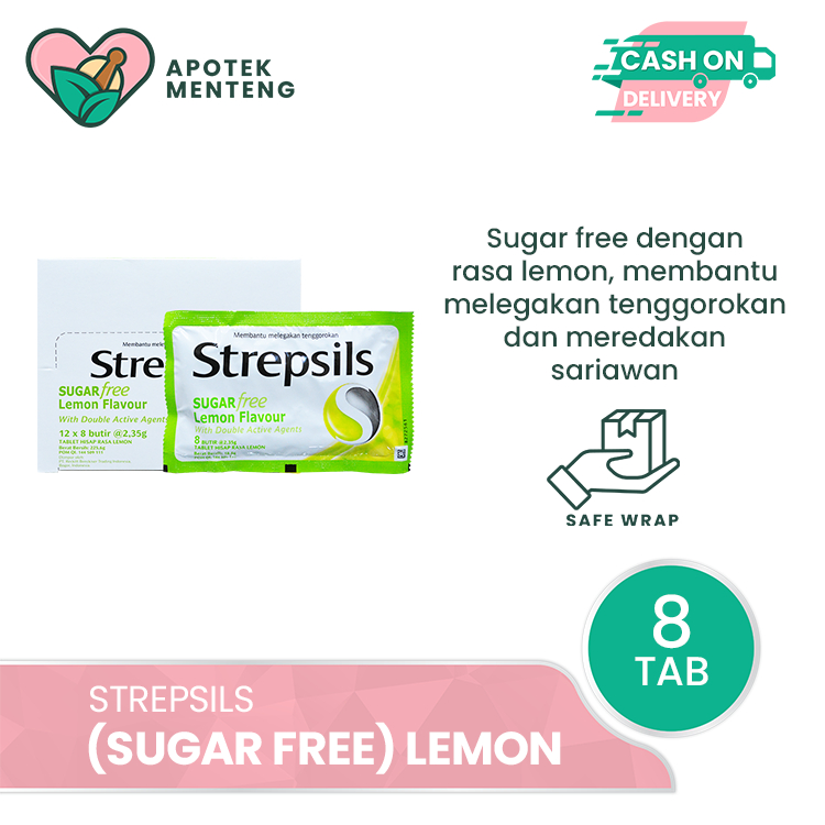 

Strepsils Sugar Free Lemon Flavor Sachet - Permen Pelega Tenggorokan