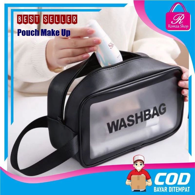 Tas Make up Transparan Washbag / Tas kosmetik Anti air / Tas Tempat Sabun Mandi Travel