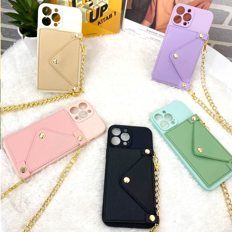 Case Dompet Tali Rantai Case Iphone 6 6s 7/8 7+/8+ X/Xs Xr Xs Max11 11 Pro 11 Promax 12 12 Pro 12 Pr