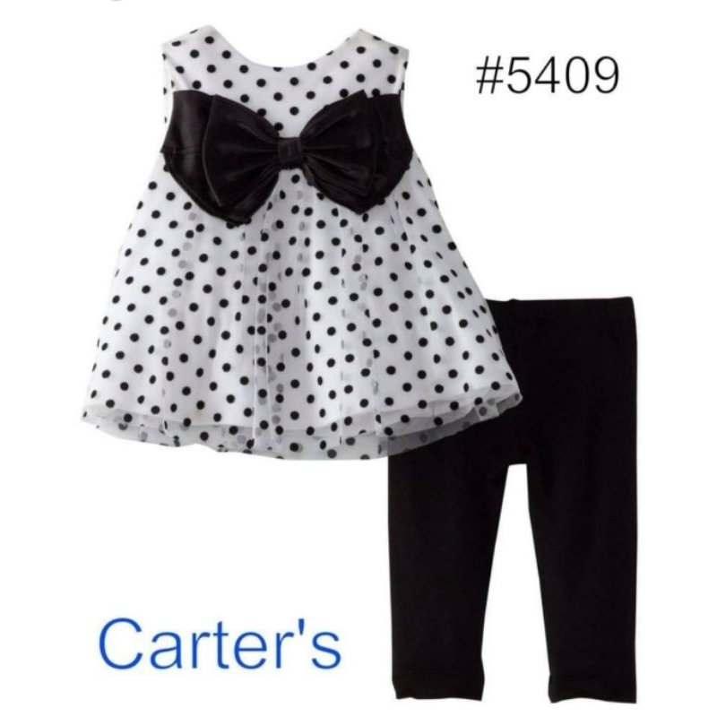 Setelan Carters Pita Polkadot Putih Hitam