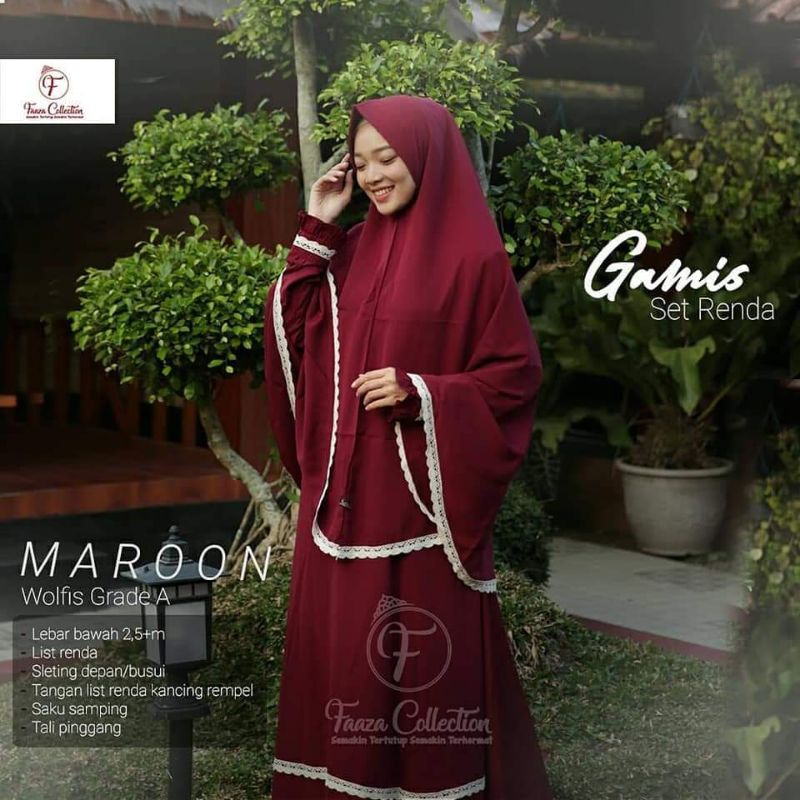 Stelan Gamis Renda original by Faaza Colection.TANPA CADAR