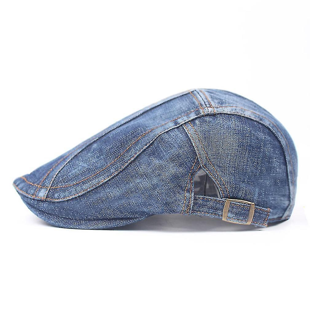 Topi Denim Anak Skena Vintage Pet Painter Hat Flat Cap Jeans Retro Katun