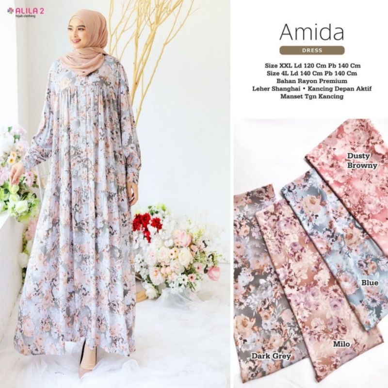READY BESTSELLER AMIDA DRESS ORI ALILA DRESS RAYON BUSUI JUMBO LD 120 LD 140