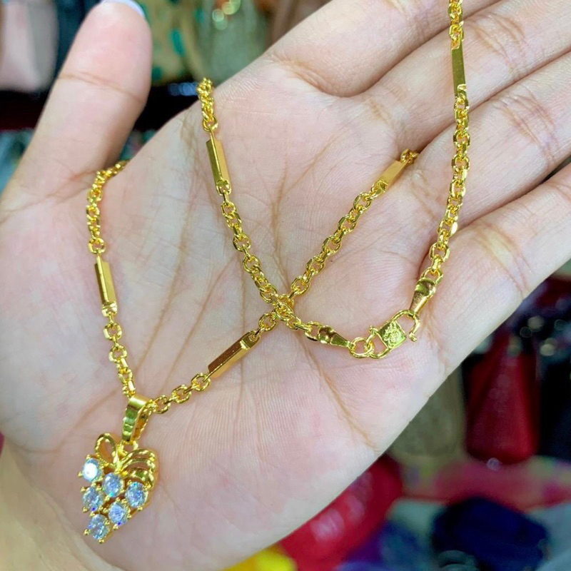 Benika Accesories - Kalung Wanita Xuping Jewellry Anggur Dubai - Korean Style Anti Karat Aesthetic Titanium - Aksesories Fashion Trendi 2023 Simple Necklace Cantik Mewah Elegand