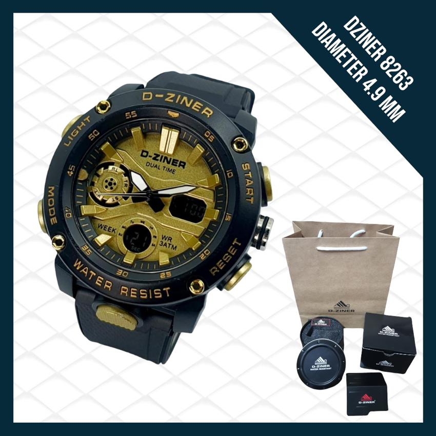 JAM TANGAN D-ZINER D-8263 ORIGINAL DUAL TIME WATER RESISTANT