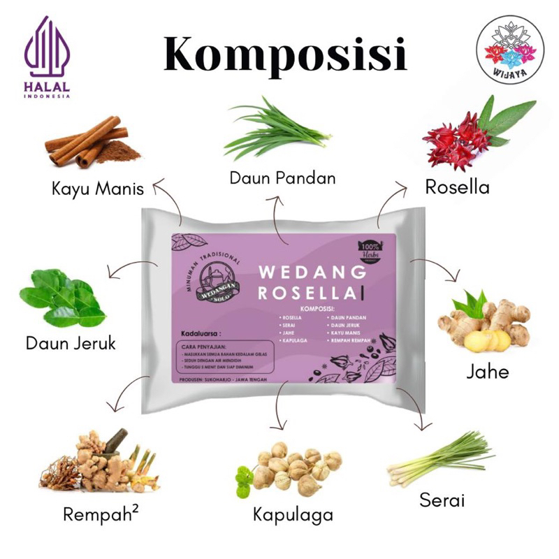 

Wedang Rosella Khas Solo isi 10 pcs Include Gula Batu