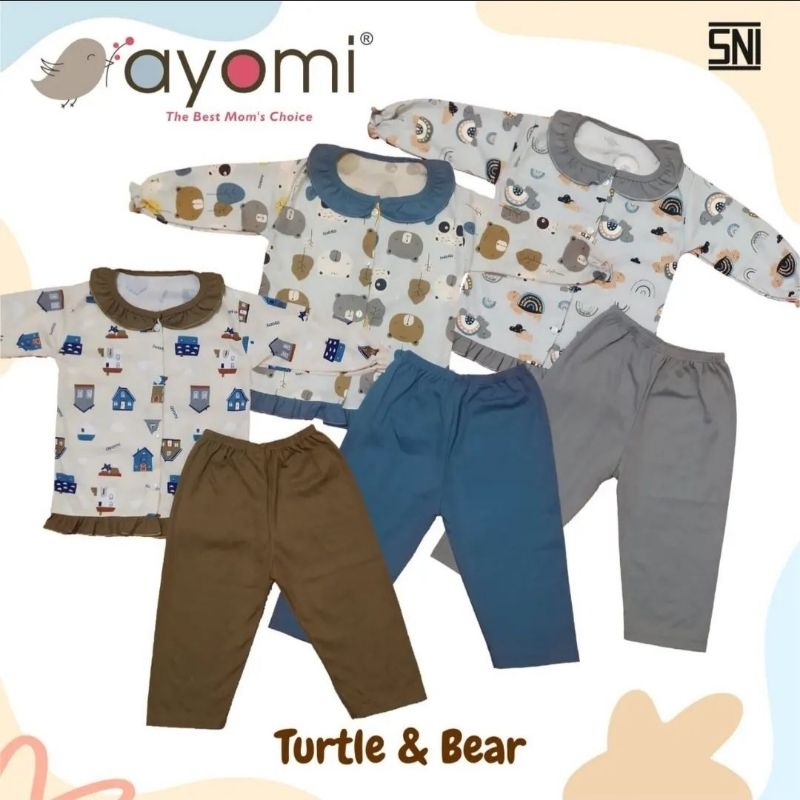 AYOMI Setelan Bayi & Anak Piyama Kerut Turle and Bear