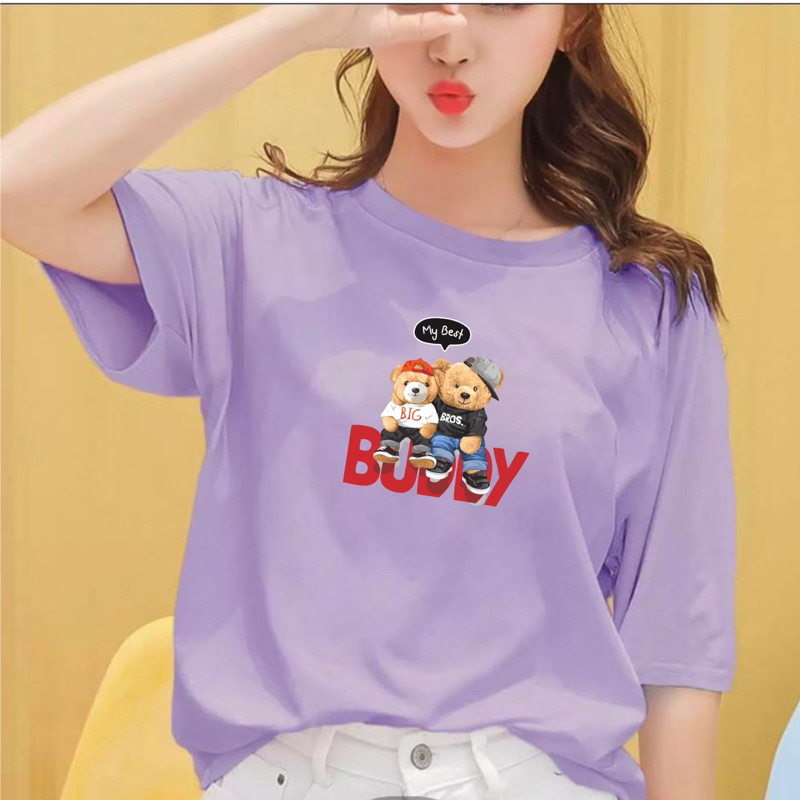 kaos atasan wanita 100rb dapat 6 motif bear buddy bahan babyterry