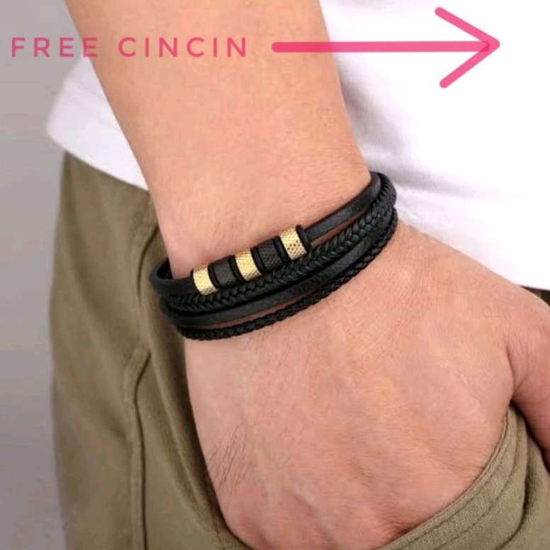 Gelang Kulit Pria / Gelang Cowok / Gelang Leather