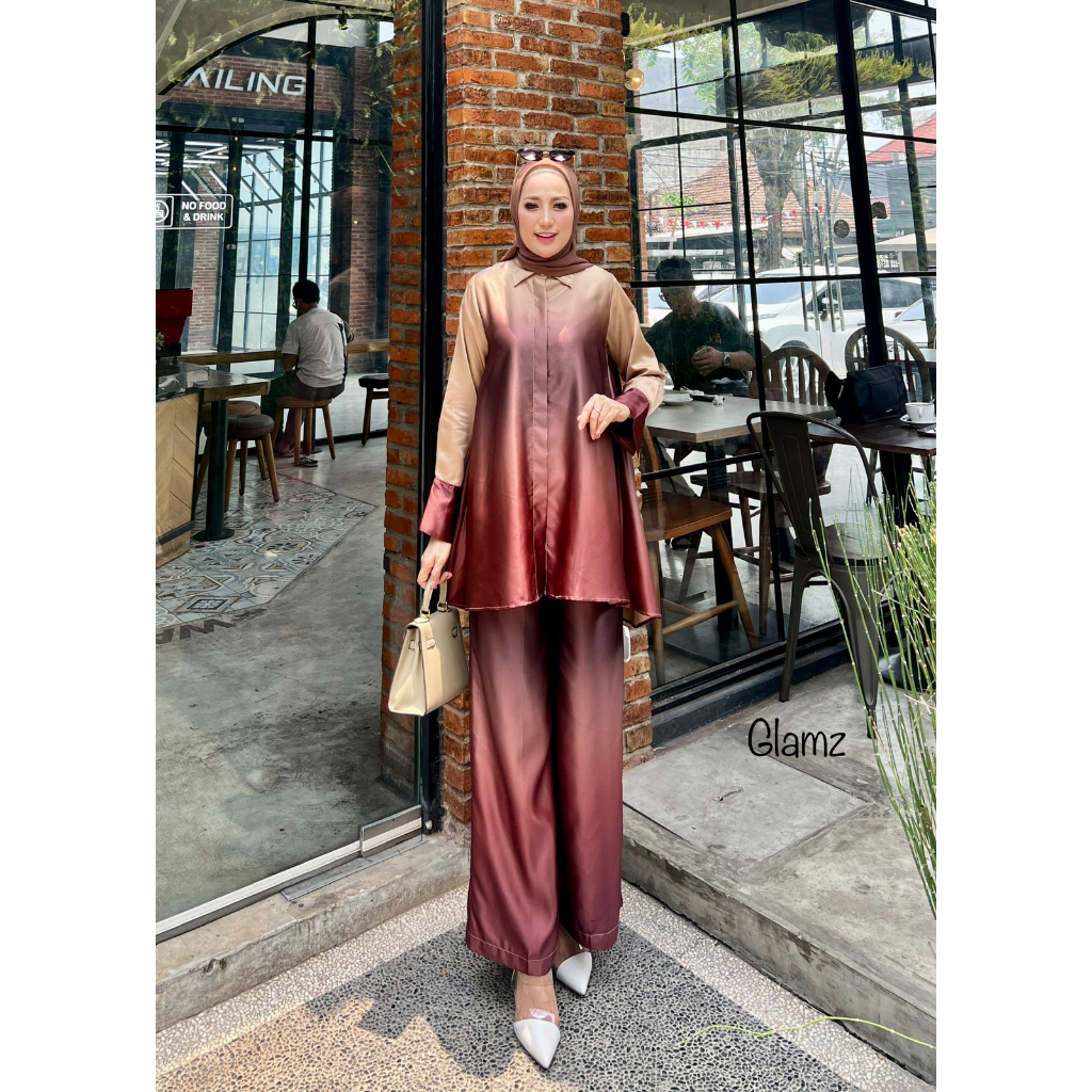 Zahira1808 Set Tunik Zareen 3 Set ORI GLZ Bahan DiorSilk Ombre Best Seller Real Pict