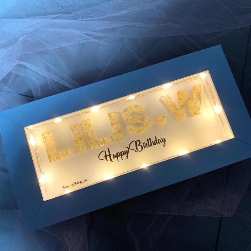 Bingkai Lampu Tidur Custom - Bingkai Resin  - Kado Unik - Kado Custom - Lampu Tidur Nama Inisial - H