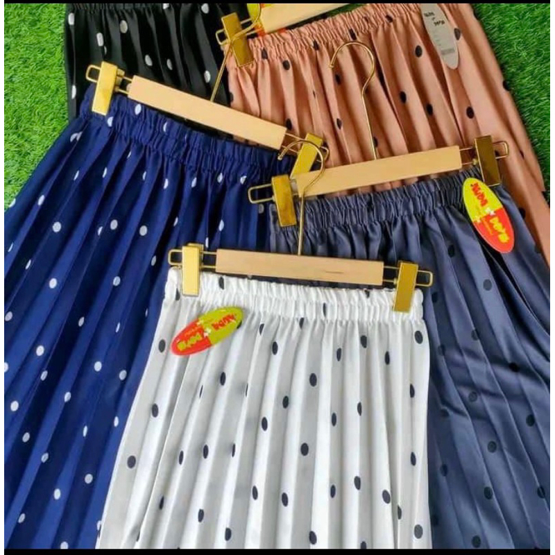 Rok Plisket Polkadot Premium jumbo korean nyaman