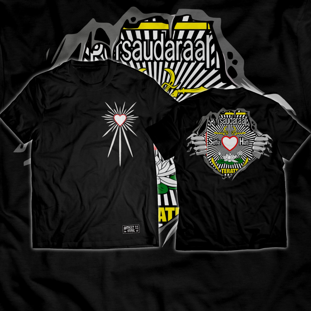 KAOS TERATE SIMPLE PSHT PERSAUDARAAN SETIA HATI TERATE TSHIRT SETIA HATI TERATE HATI BERSINAR WARU K