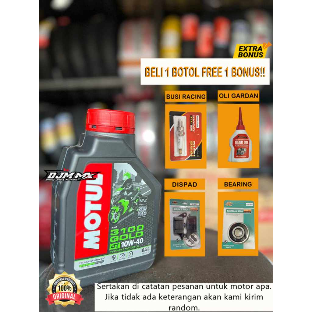 OLI MOTUL 3100 GOLD 10W-40 Oli Original Motul MA2 4 OLI MOTOR BEBEK KOPLING