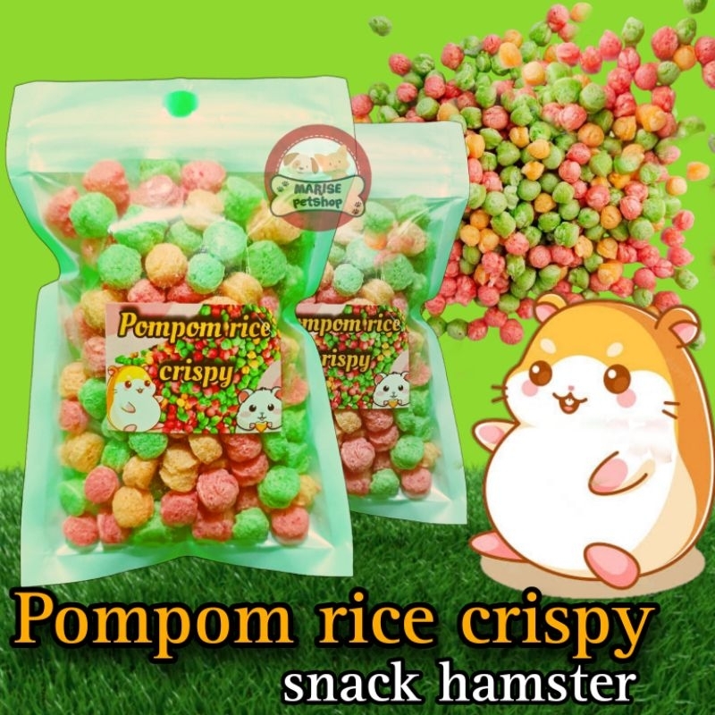 Snack hamster rice crispy pompom - camilan hamster rice crispy