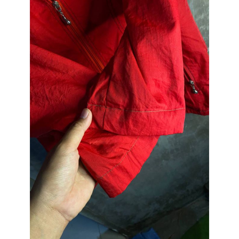 .JAKETT OUTDOOR TEBAL WARNA MERAH NO MINUS FULL HOODIE SIZE L fit XL