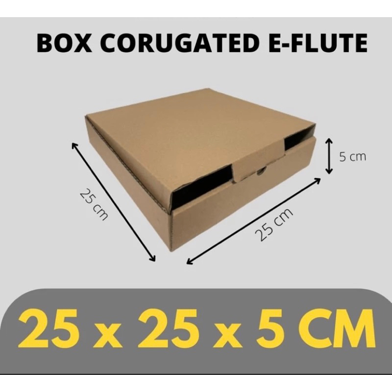 

KARDUS 25x25x5 cm / BOX KARTON CORUGATED DIE CUT E-FLUTE / PIZZA BAJU