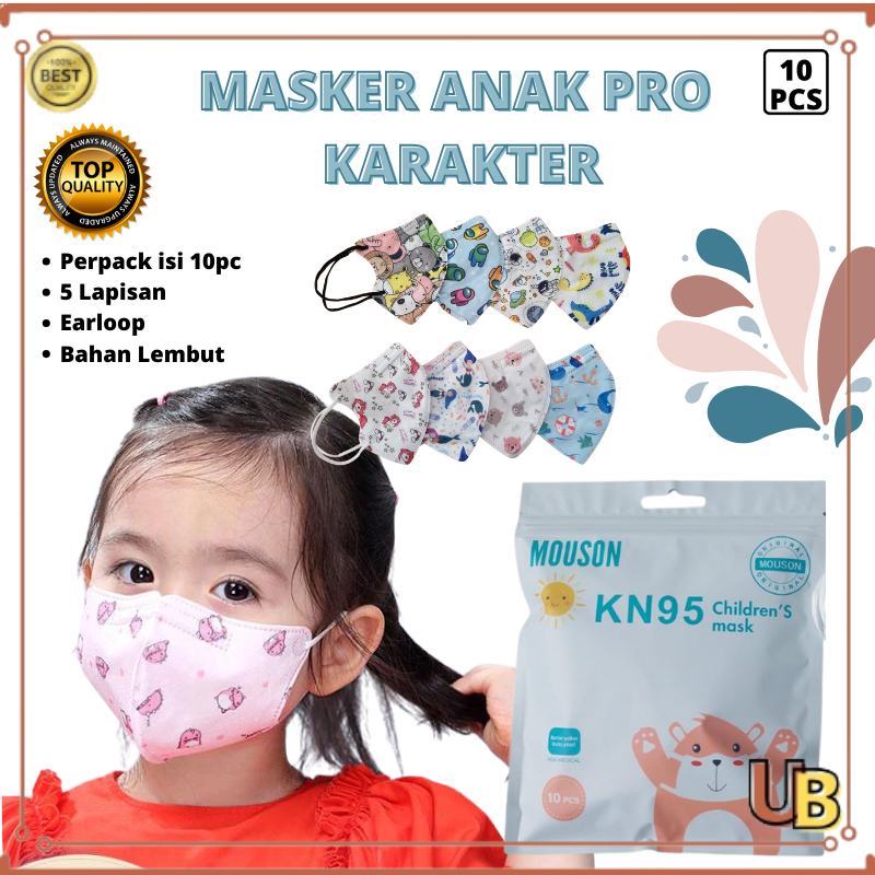 Masker Mouson Pro KN95 Anak Motif Karakter Isi 10Pc Masker KN95 Mouson Karakter Anak 5Ply UDB