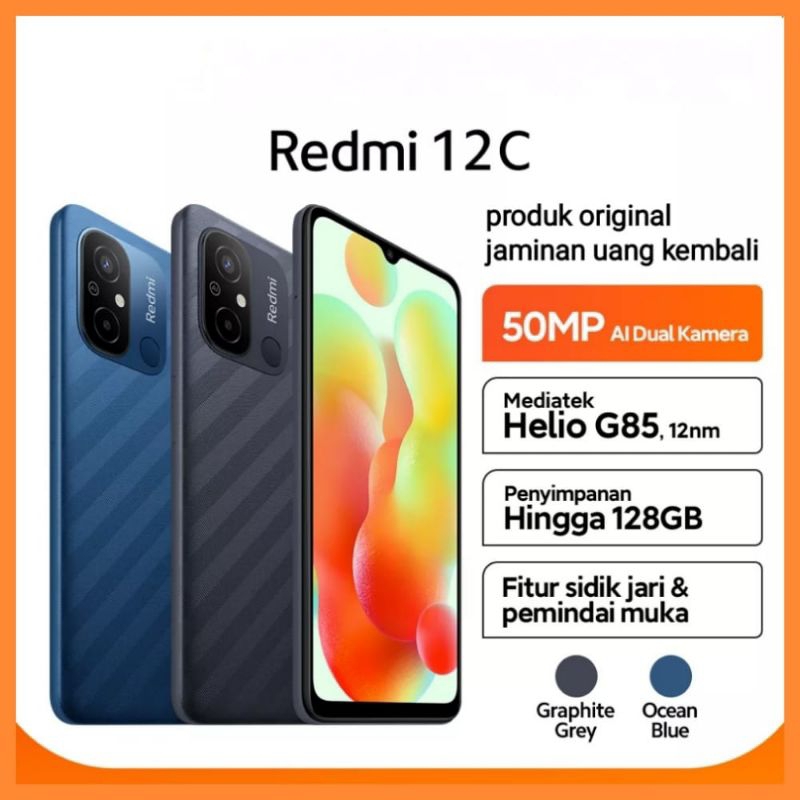 Xiaomi Redmi 12C 4/64GB [ 4/128gb ] ram 3/32gb 50MP Helio G85 Baterai 5000MAH Garansi Resmi