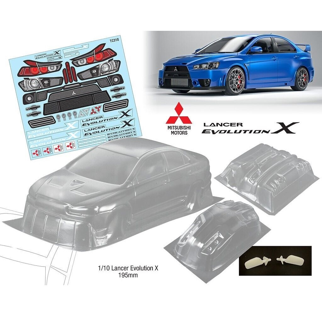 Clear Body Mitsubishi Evo X Evolution 10 1/10 Rc Rally Drift Rally Car