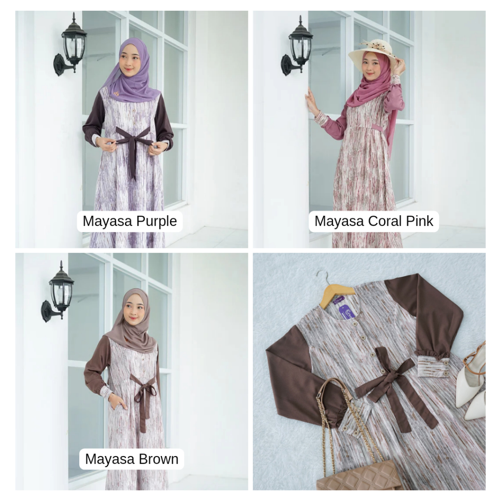 Elhurriyah Gamis Dewasa Motif MAYASA Dress Salur Premium Jumbo Bridesmaid Dress Kondangan Wanita Kom