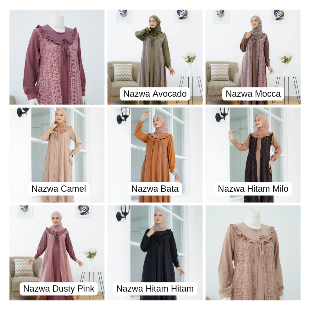 Elhurriyah Gamis NAZWA Dress Broklat Kondangan Brukat Hitam Putih Lebaran 2024 Nikahan Bridesmaid