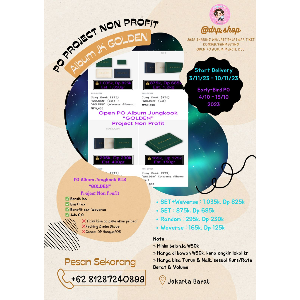 *PO ALBUM JUNGKOOK "GOLDEN" OFFICIAL WV [NON PROFIT]*