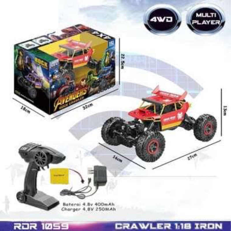 (BISA COD) MAINAN ANAK RC ROCK CRAWLER AVENGER / RC Rock Crawler Offroad Mainan Anak Mobil Remote Co