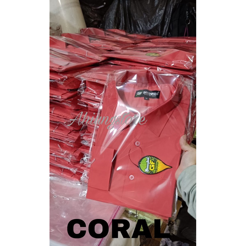 KEMEJA PRIA GREENFALO - KEMEJA POLOS LENGAN PANJANG PRIA WARNA CORAL