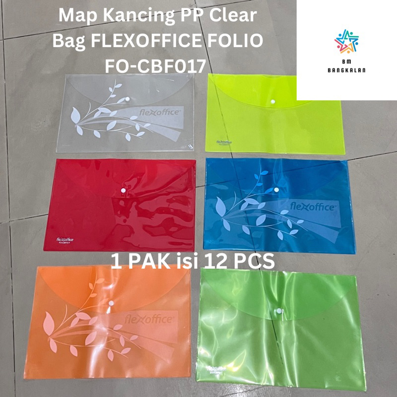 

Map Kancing Clear Bag PP FLEXOFFICE Folio FO-CBF017 6 Warna
