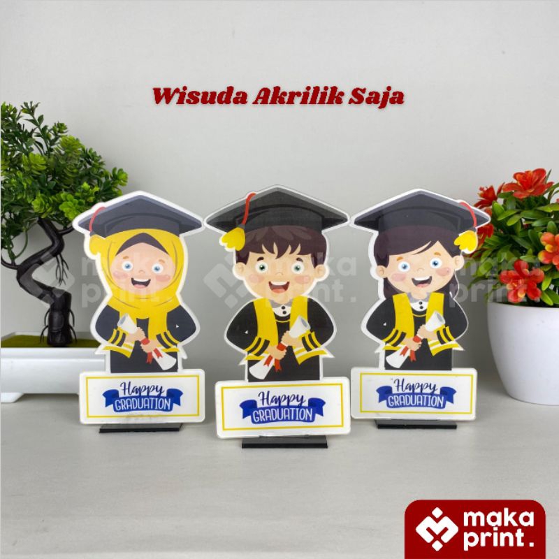 Piala Wisuda Akrilik (Non Hijab Graduation) Akrilik Saja - Piala Akrilik Anak - Piala Wisuda - Plaka