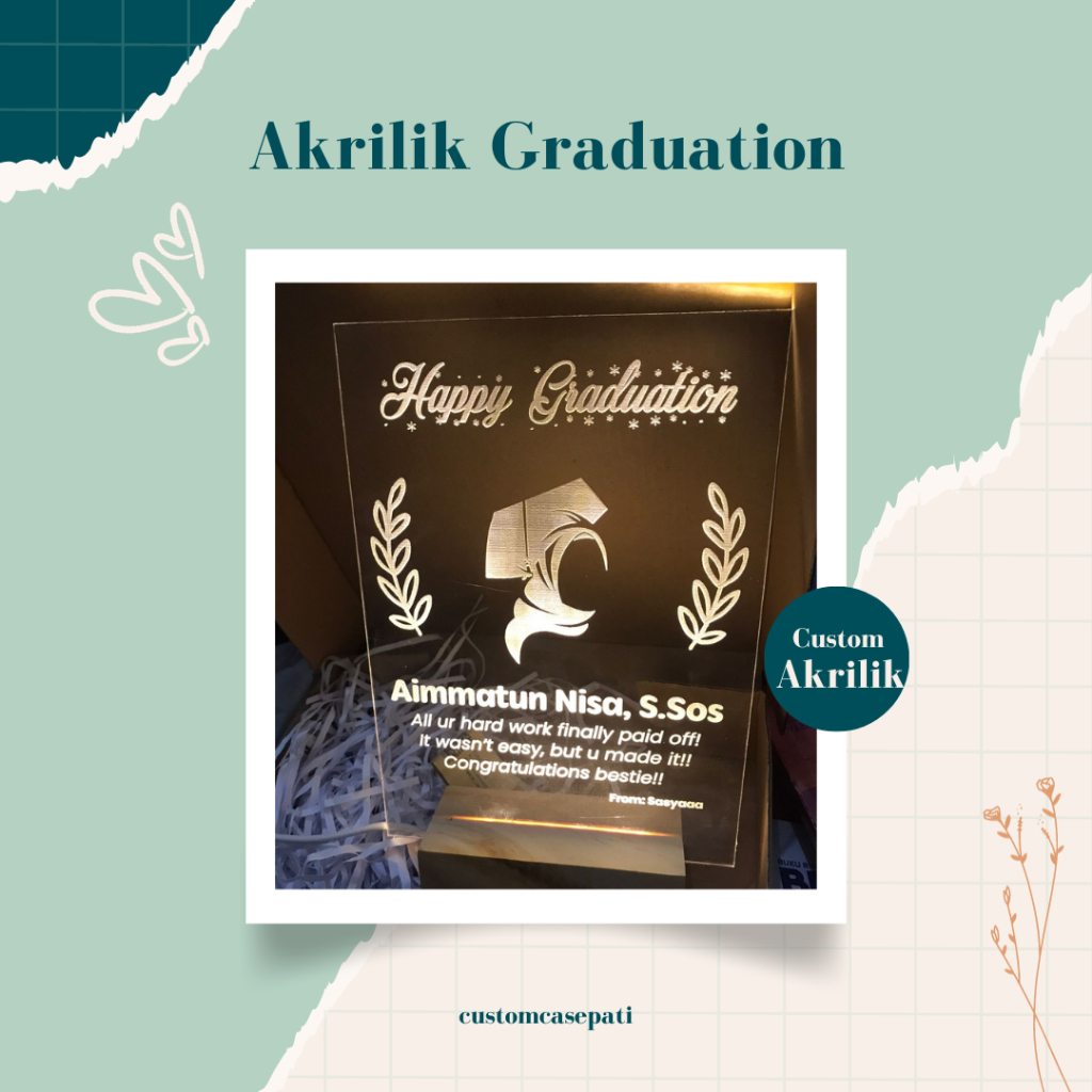 [Kado Wisuda] Lampu Akrilik Custom Tulisan Kado Graduation Wisuda Sahabat Mood Lamp Aesthetic Mercha