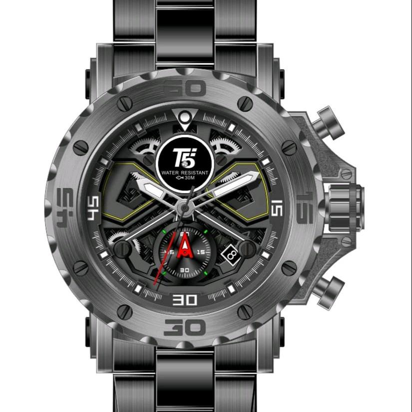 [SALE] TimelessCorp - Jam Tangan Pria Cowok T5 H3954G Analog Stainless Stopwatch Original