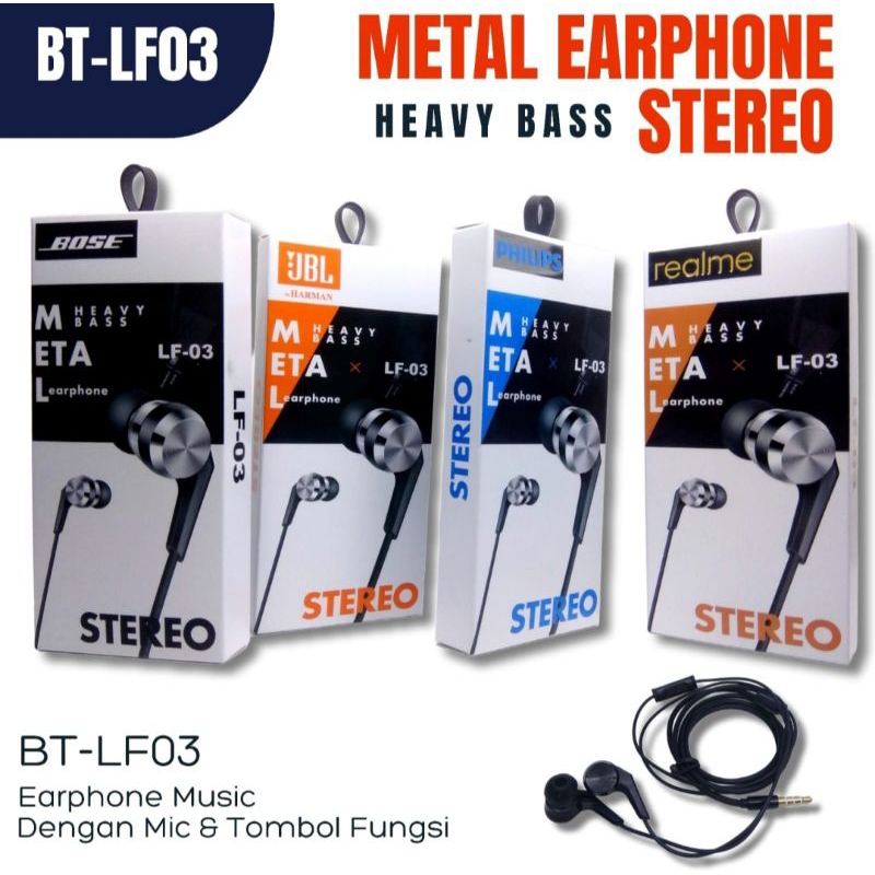 Headset / earphone Merek BOSE Kode LF-03 Panjang Kabel ±1.2m Warna Hitam