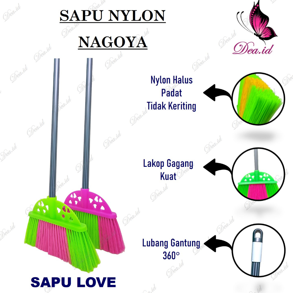 [DEASHOP] SAPU NYLON NAGOYA MOTIF LOVE - SAPU NILON LOVE NAGOYA GAGANG BESI - SAPU LANTAI NAGOYA - S