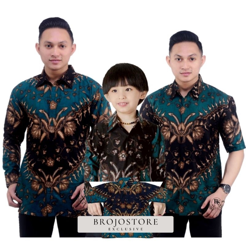 BAJU BATIK COUPLE AYAH ANAK LENGAN PENDEK, BAJU BATIK PRIA KERIS NAVY, BAJU ANAK COWOK COUPLE AYAH, 