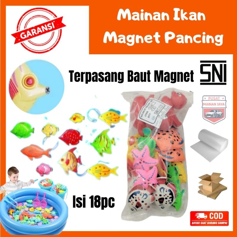 Mainan anak ikan pancingan magnet ikan-ikanan magnet polos sablon