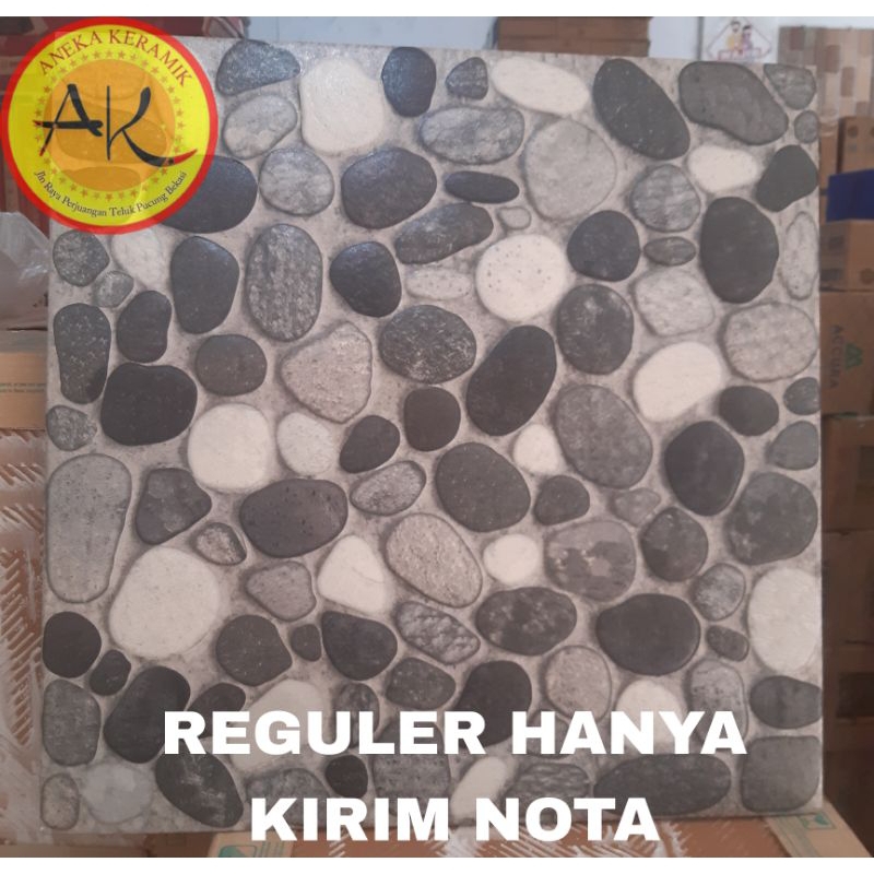 Keramik Lantai Teras Garasi Motif Batu Alam Timbul 50x50 Jarvis Grey