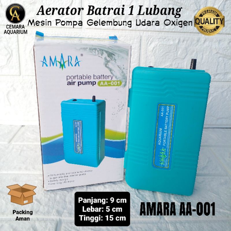 aerator batrai/ aerator aquarium/ Amara portable battery air pump AA-001/ aerator aquarium 1 lubang/