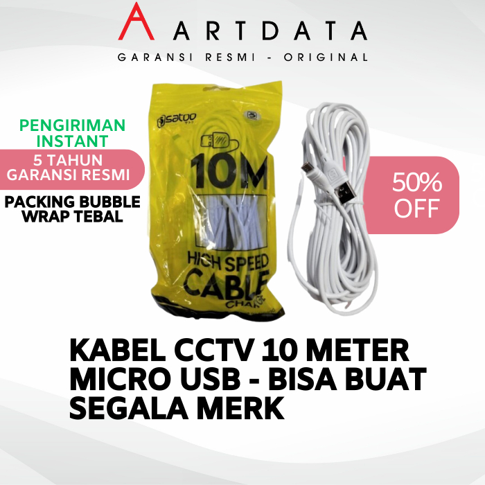 KABEL CCTV Micro USB Charge 10 meter, colokan CCTV 10m Original