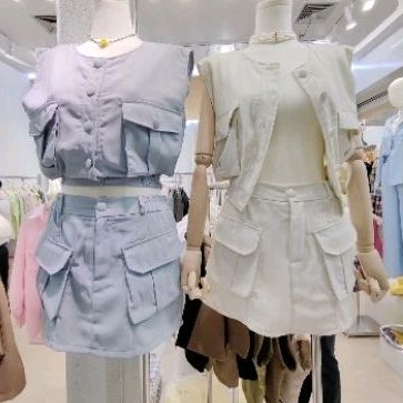 READY STOCK ONE SET MARIA CLOSET SETELAN MARIA CLOSET  BKK WARNA CREAM