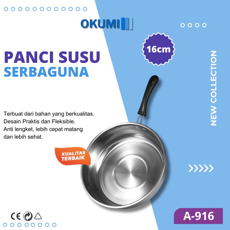 OKUMI Panci Susu Panci Mie Rebus Serbaguna Panci Gagang Panci Masak Air Multifungsi Stainless Steel 