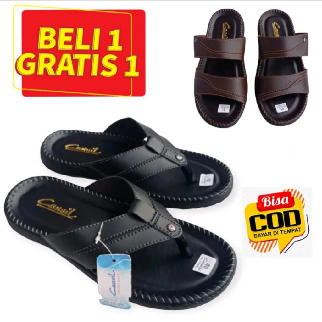 BELI 1 GRATIS 1  sandal kulit pria slide / sandal pria / sandal kulit / sandal slide / sandal casual