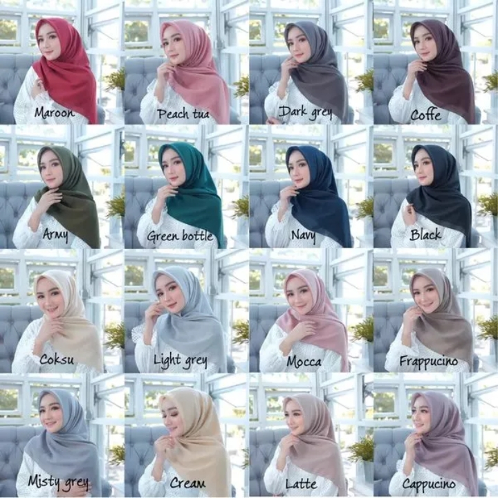 Hijab Segiempat Bella Square Polos / Kerudung Segi Empat Bella Square Polos / Bella polos / Jilbab S