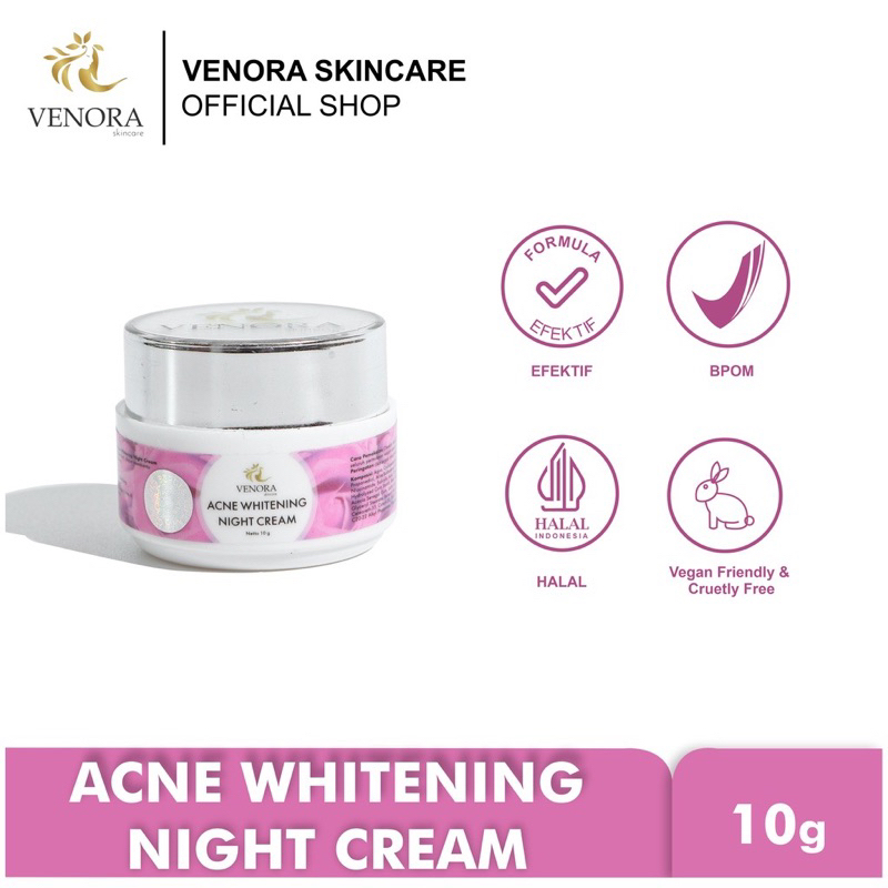 ECER NIGHT ACNE WHITENING VENORA SKINCARE CREAM MALAM ECER SKINCARE