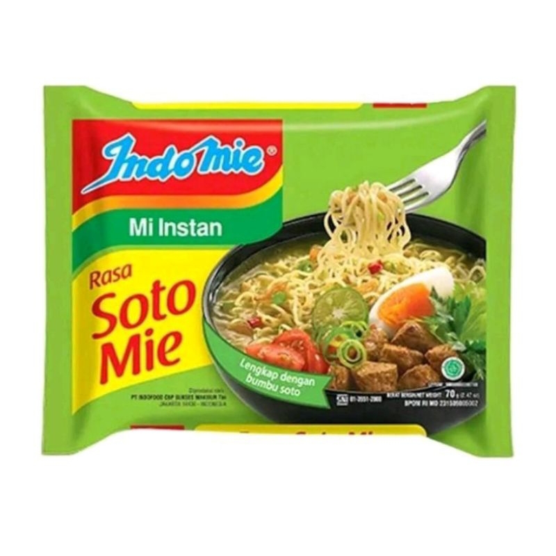 

Indomie Kuah Soto Mie 75gr, Indomie Kuah Seblak Hot Jeletot 75gr, Indomie Kuah Rawon Pedas 75gr