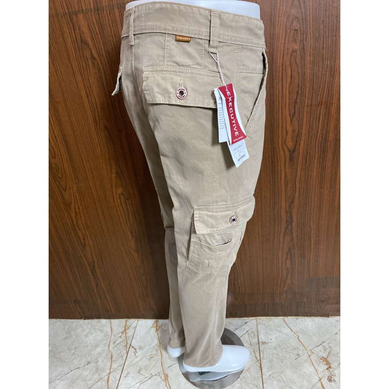 CELANA CARGO PANJANG KATUN CANVAS SLIMFIT EMILIANO ORIGINAL BRENDED STANDAR CARDINAL BAHAN TEBAL HAL