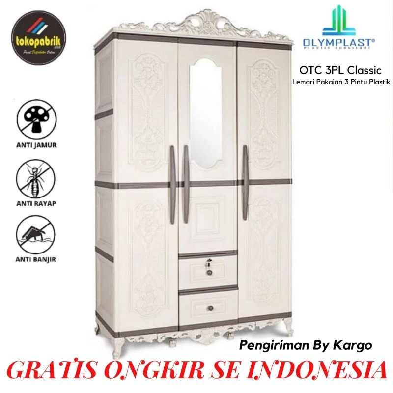Olymplast Lemari 3 Pintu Classic - OTC 3PL Olymplast Lemari Pakaian 3 Pintu Classic